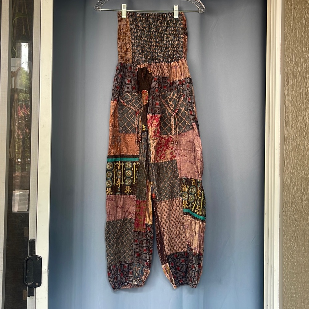 Earthy Patchwork Harem Pants